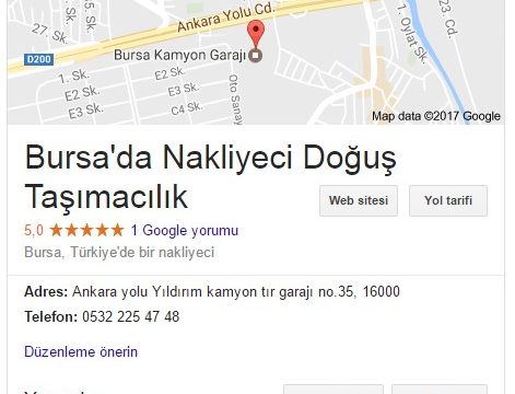 Doğuş Taşımacılık Google Rehber Kaydı