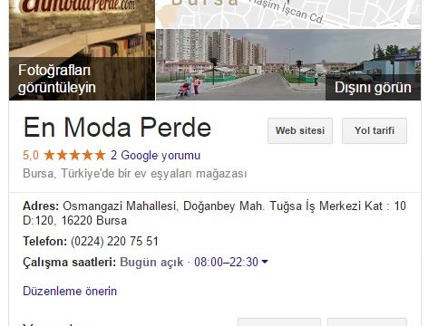 En Moda Perde Google Rehber Kaydı