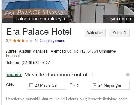 Era Palace Hotel Google Rehber Kaydı