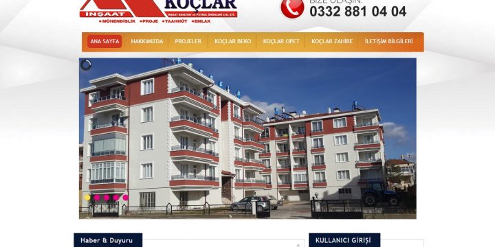 Koçlar İnşaat Web Sitesi Tasarımı