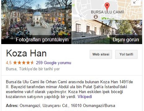 Koza Han Google Rehber Kaydı